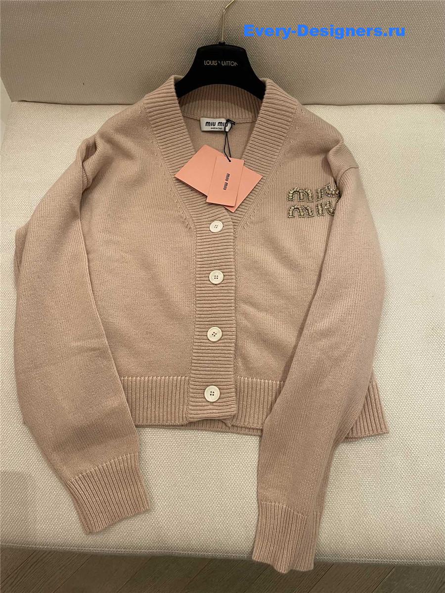 Miu Miu Beaded Crystal Cashmere Cardigan