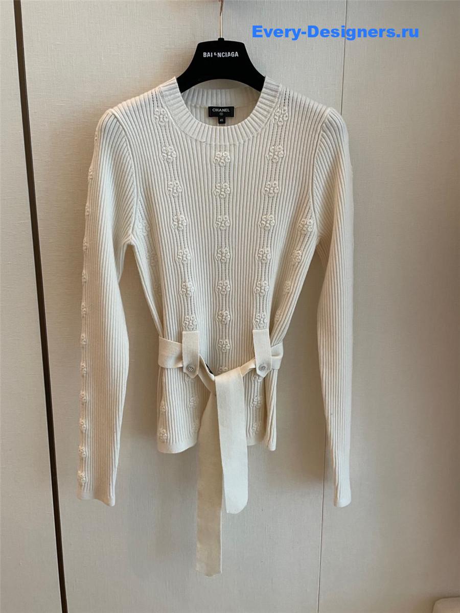 Ch**el hollow belt knitted sweater