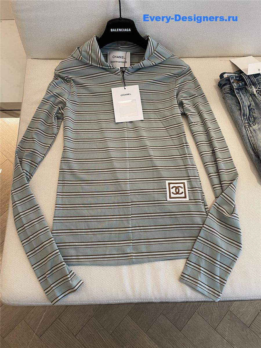 Ch**el green striped hooded shirt