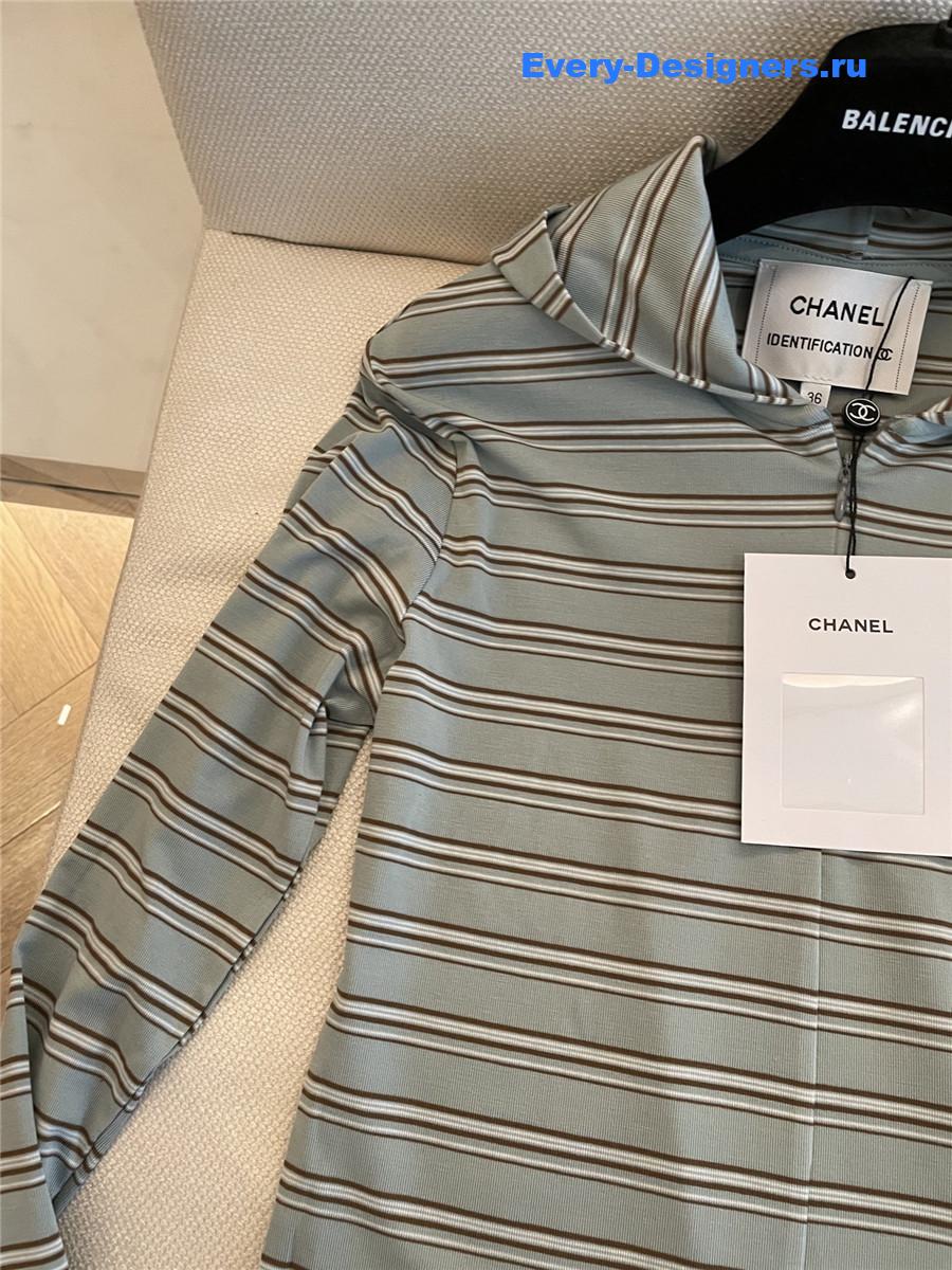 Ch**el green striped hooded shirt