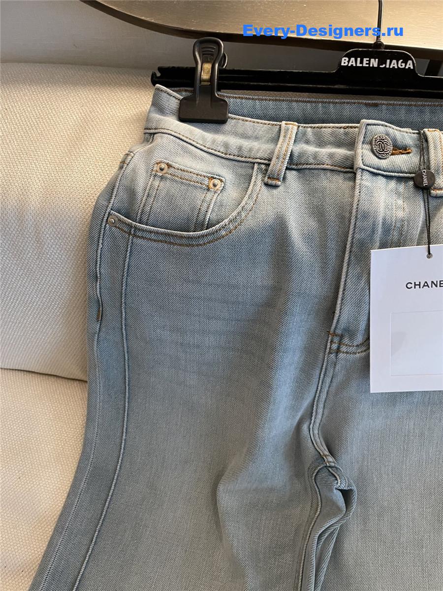 Ch**el light blue straight jeans women