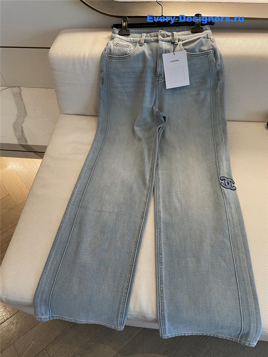 Ch**el light blue straight jeans women