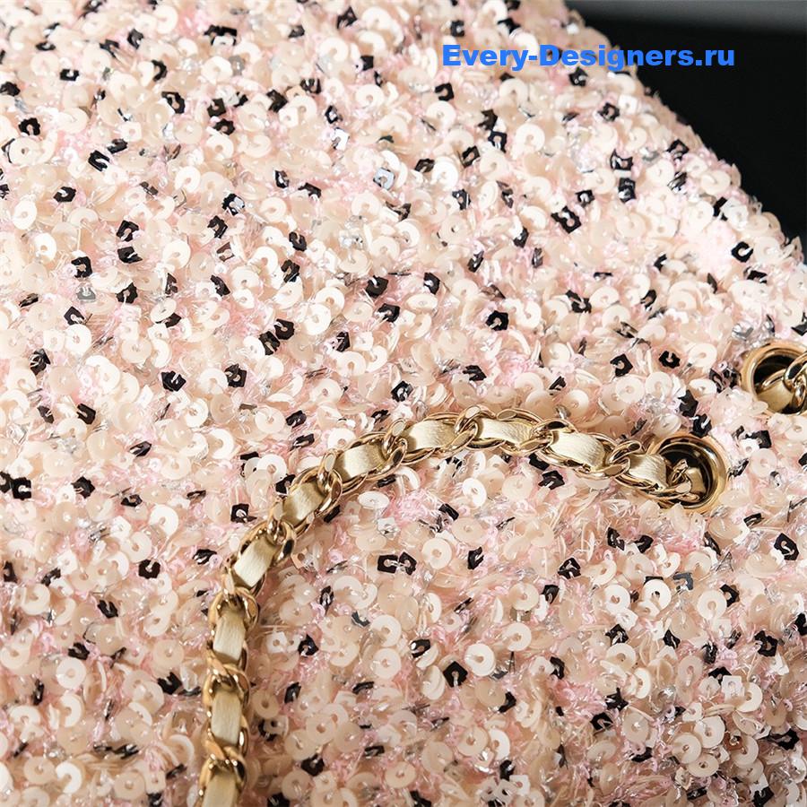 Ch**el tweed sequined cf bag white