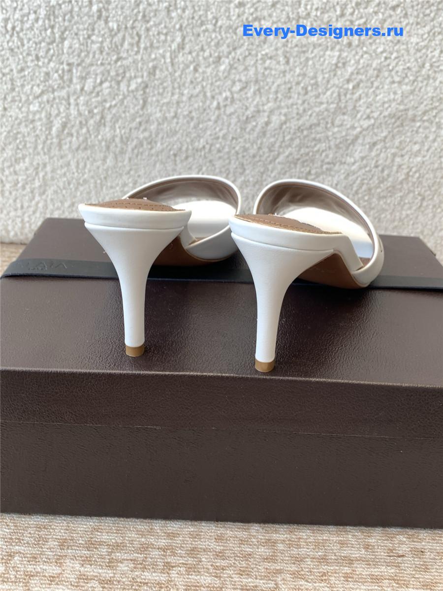 Alaia Oeillets Grommet Leather Sandals White