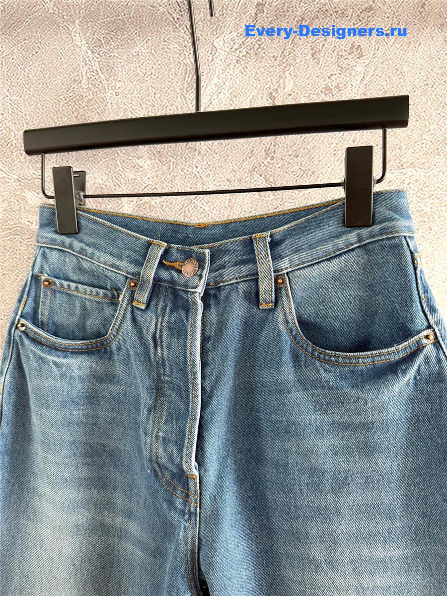 Pra*a blue leather label jeans