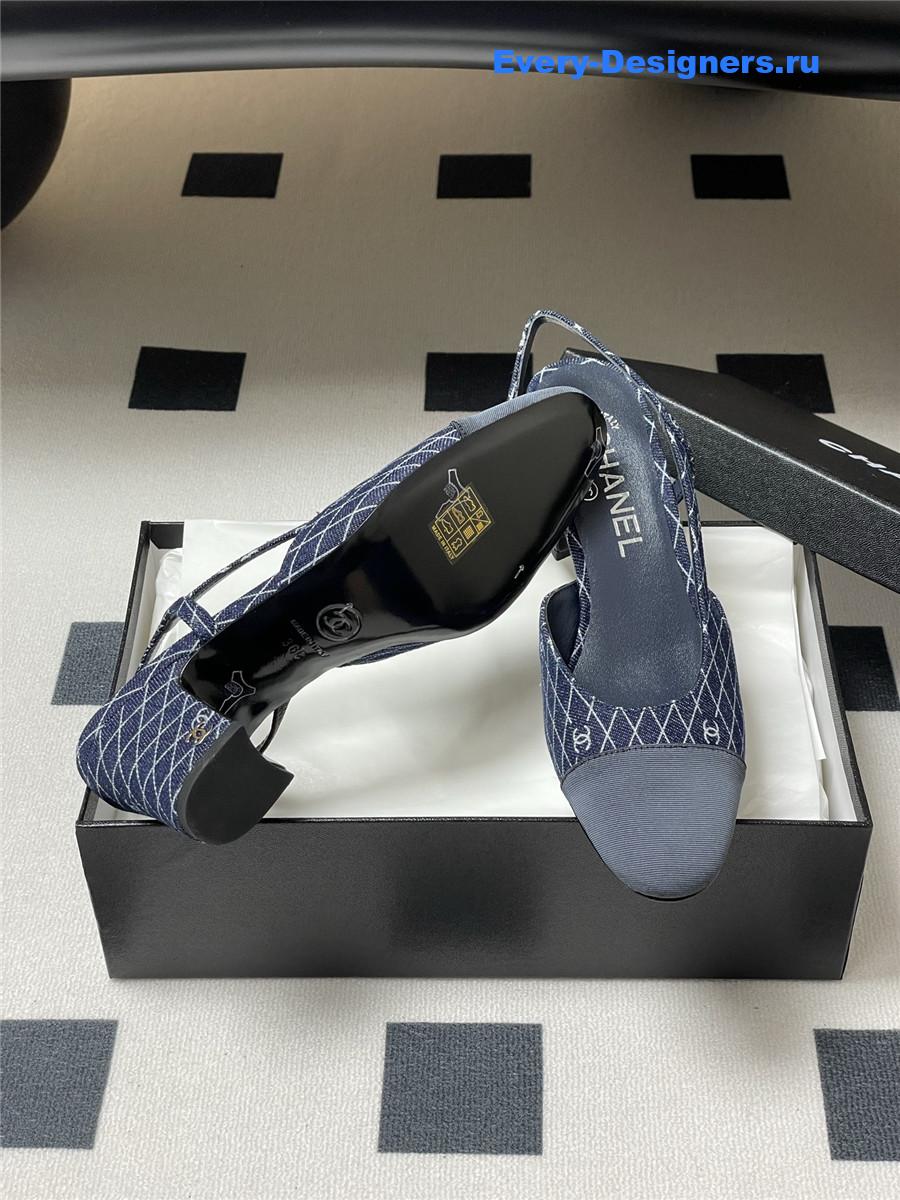 Ch**el dark blue denim heels