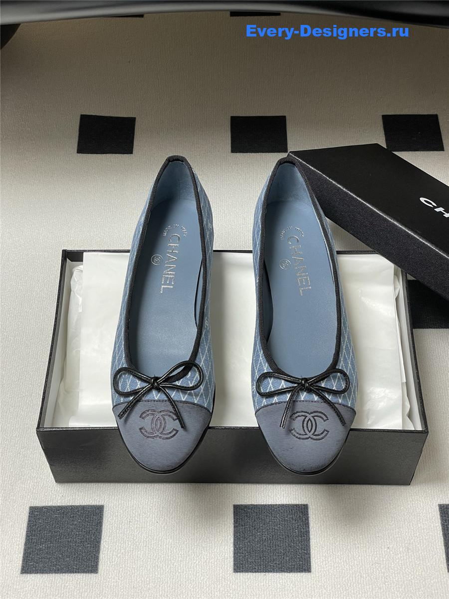 Ch**el light blue denim flats