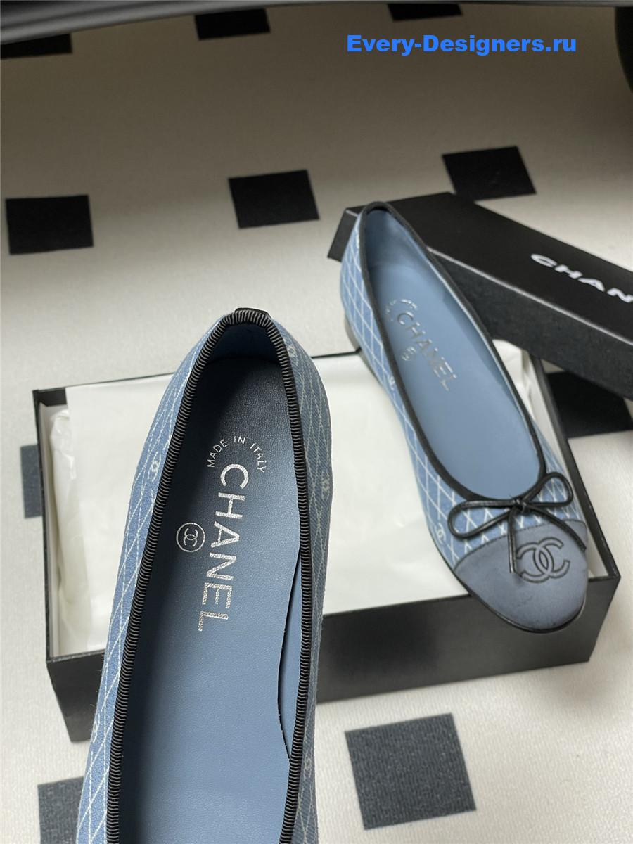 Ch**el light blue denim flats