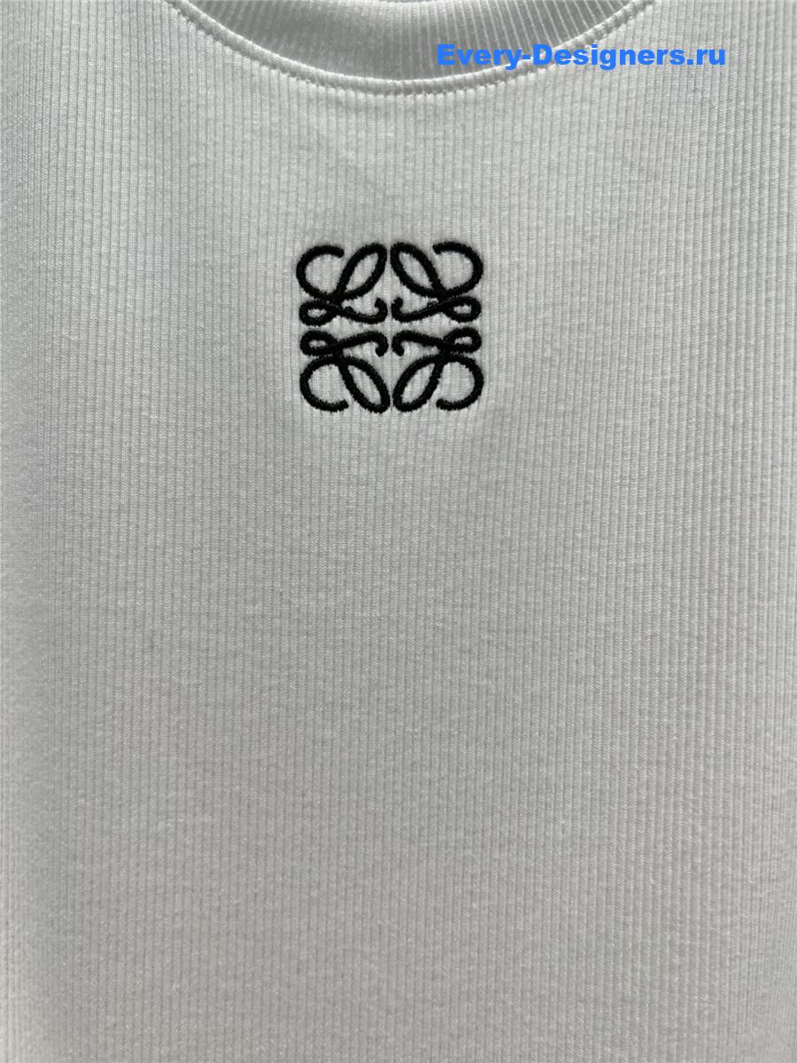 L0ew* embroidered ribbed tank top white