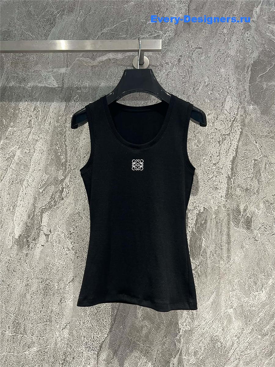 L0ew* embroidered ribbed tank top black