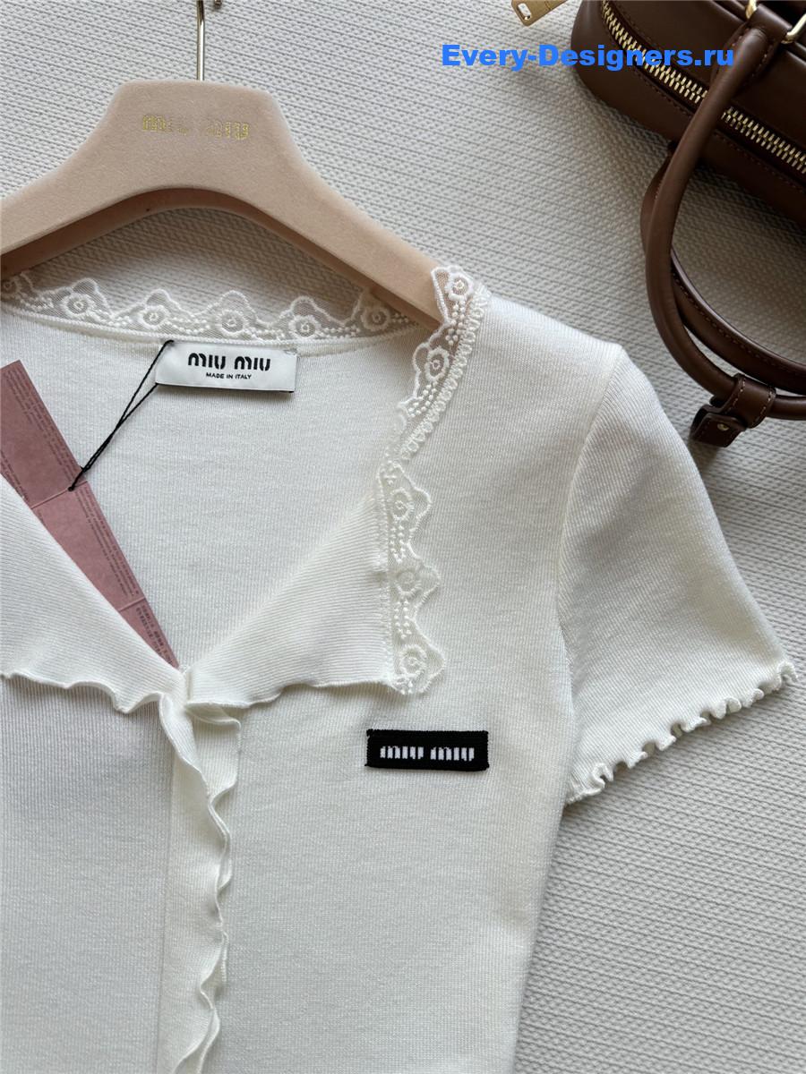 Miu Miu Wave Lace Knit Top