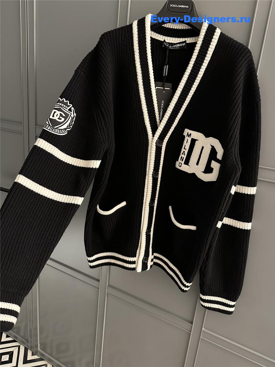 Dolce & Gabbana Black Intarsia-Knit Cardigan