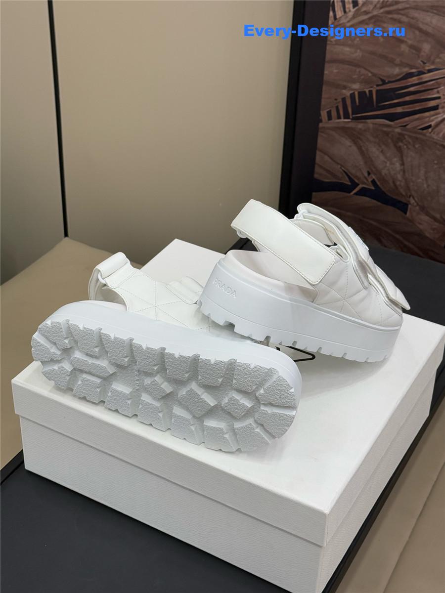 Pra*a white padded nappa leather sandals