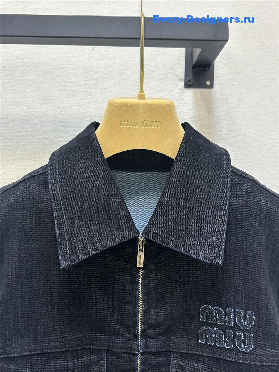 Miu Miu Velvet Denim Cropped Vest