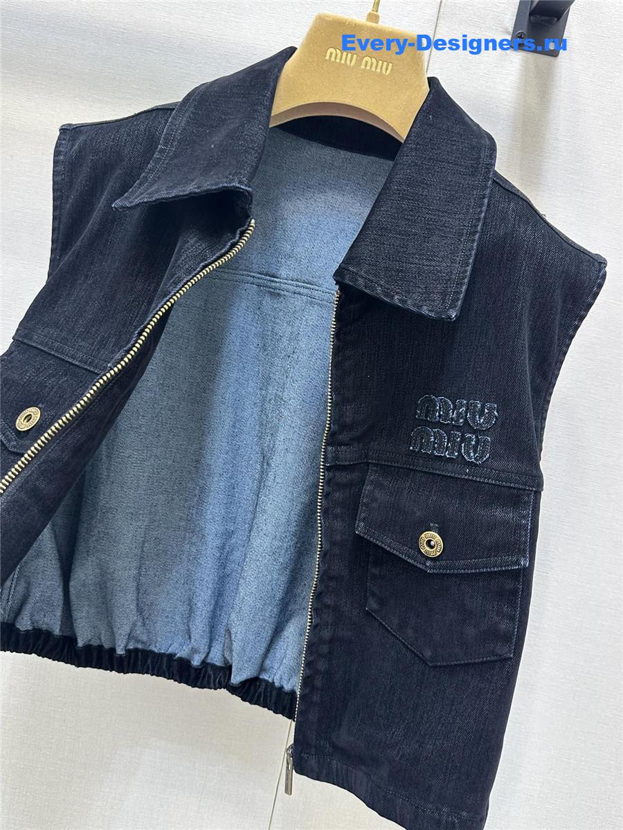 Miu Miu Velvet Denim Cropped Vest