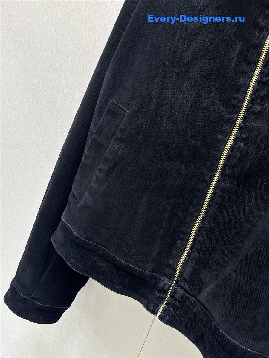 Miu Miu Velvet Zip-Up Denim Jacket