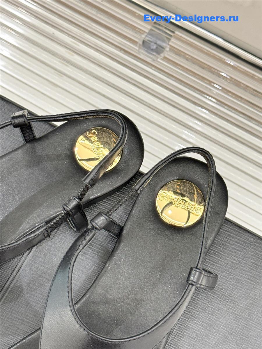 Sa1nt Lau*nt black cassandre flip flops
