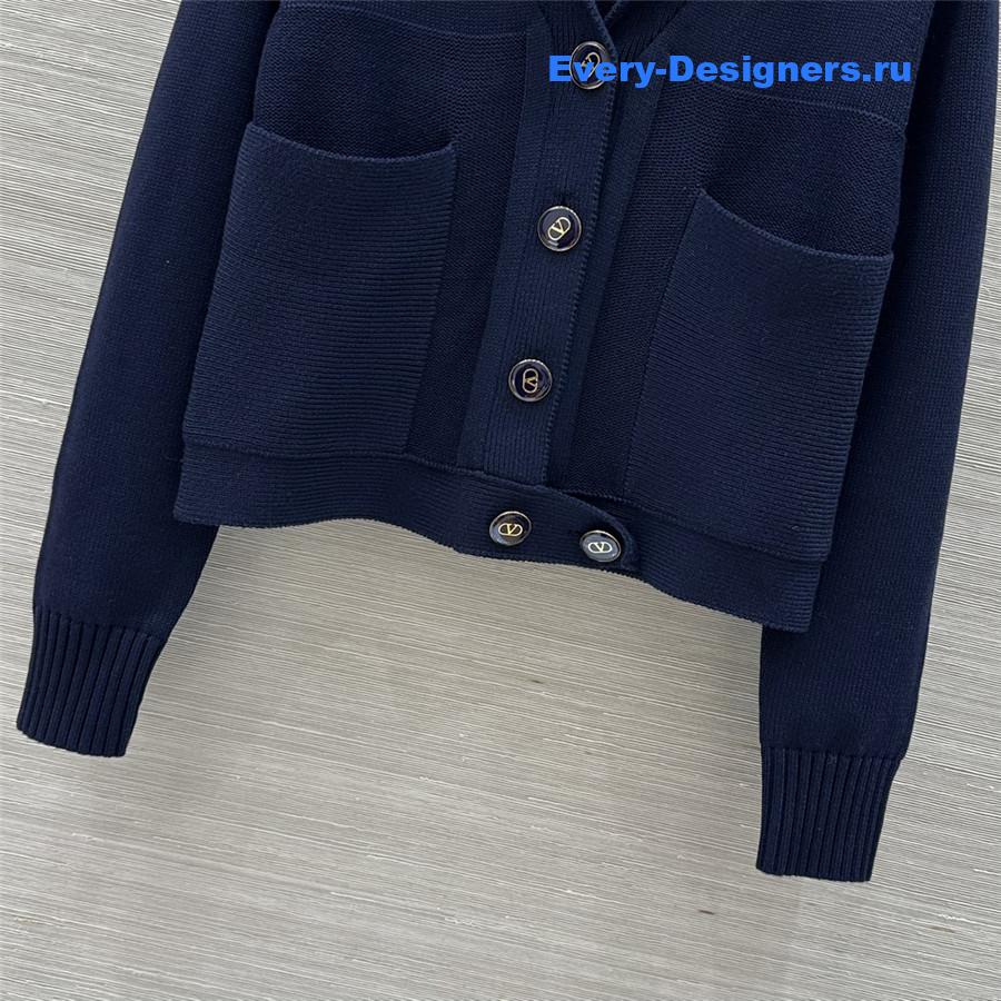 Va1e*ntin0 blue v-neck knitted jacket