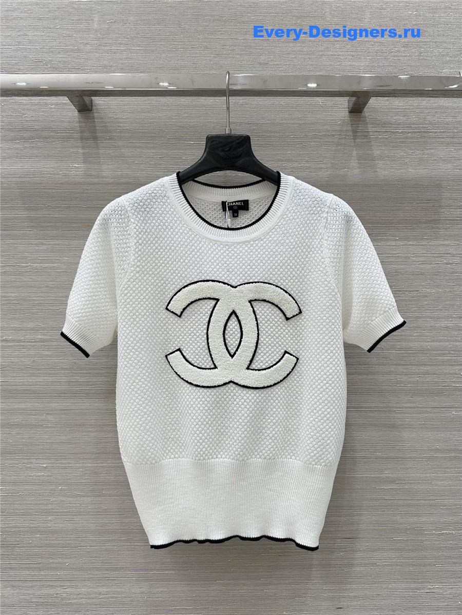 Ch**el logo embroidered knit top