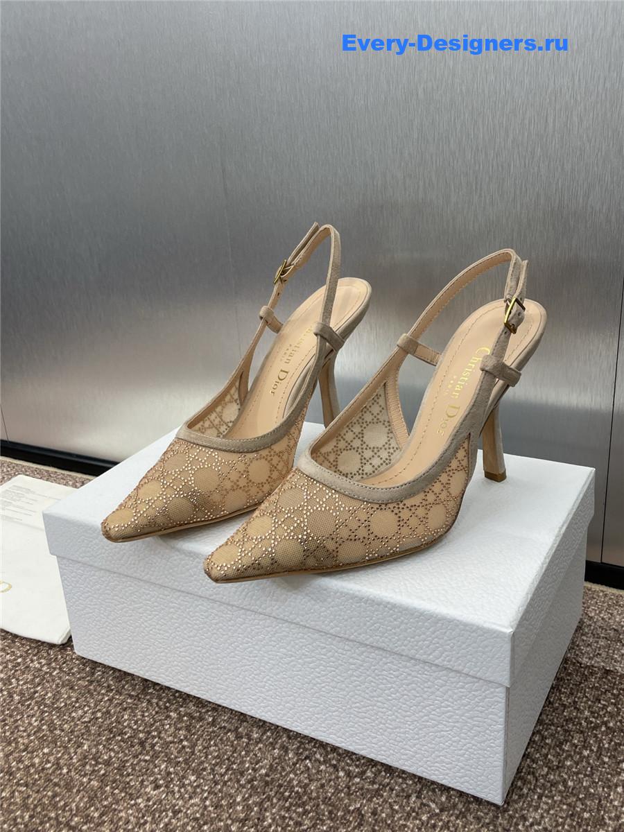 D10r beige mesh slingback pump