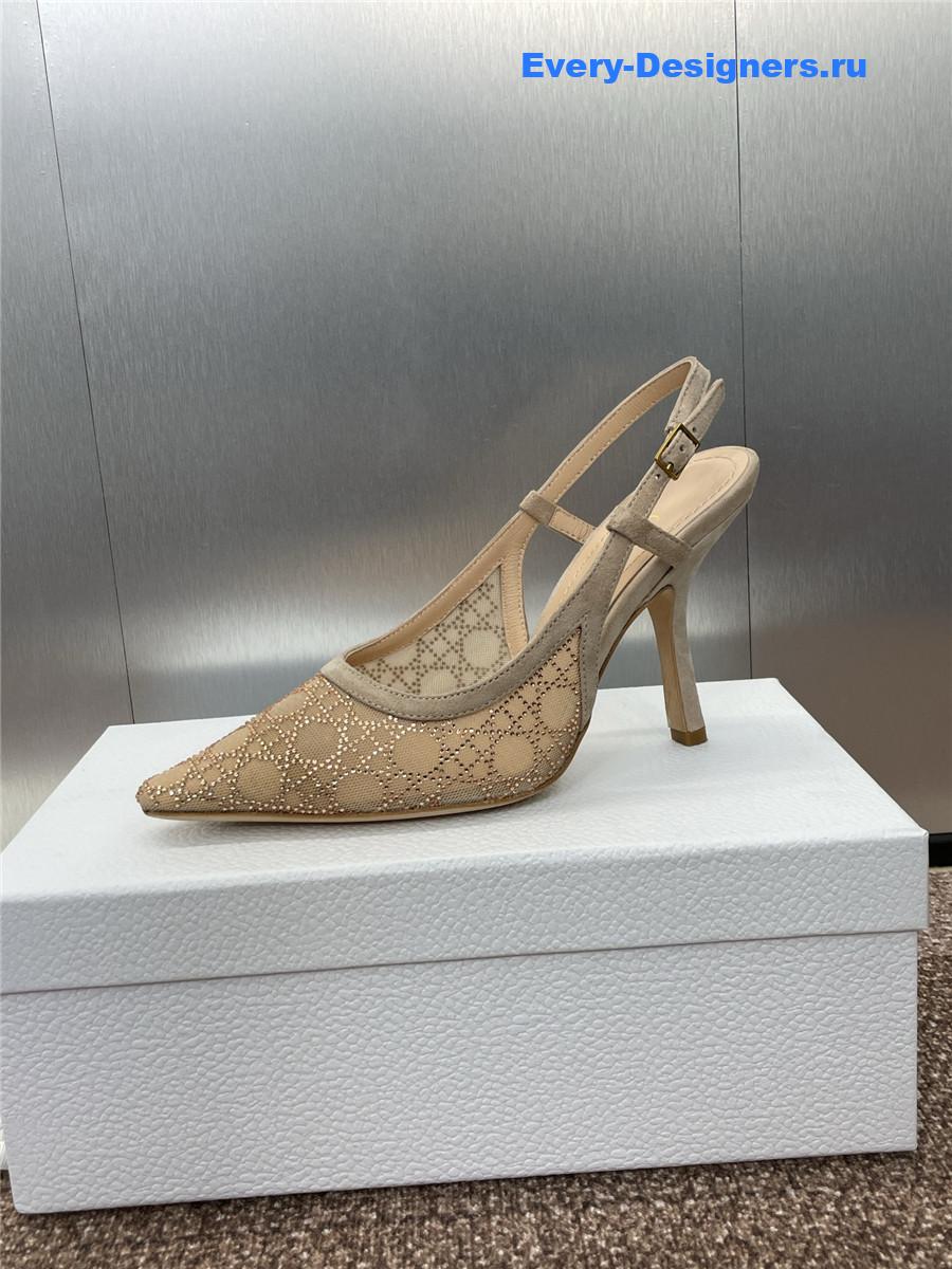 D10r beige mesh slingback pump