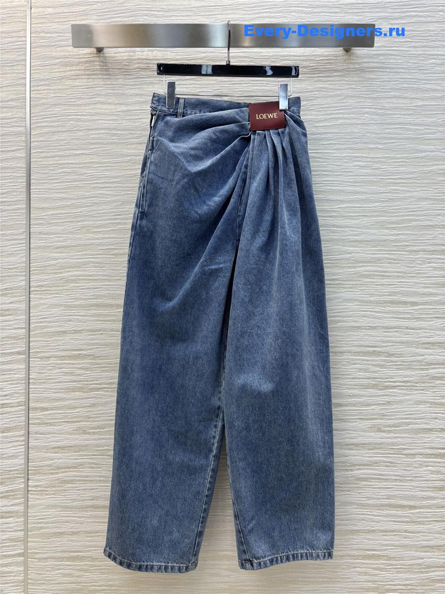 L0ew* draped wide-leg jeans blue