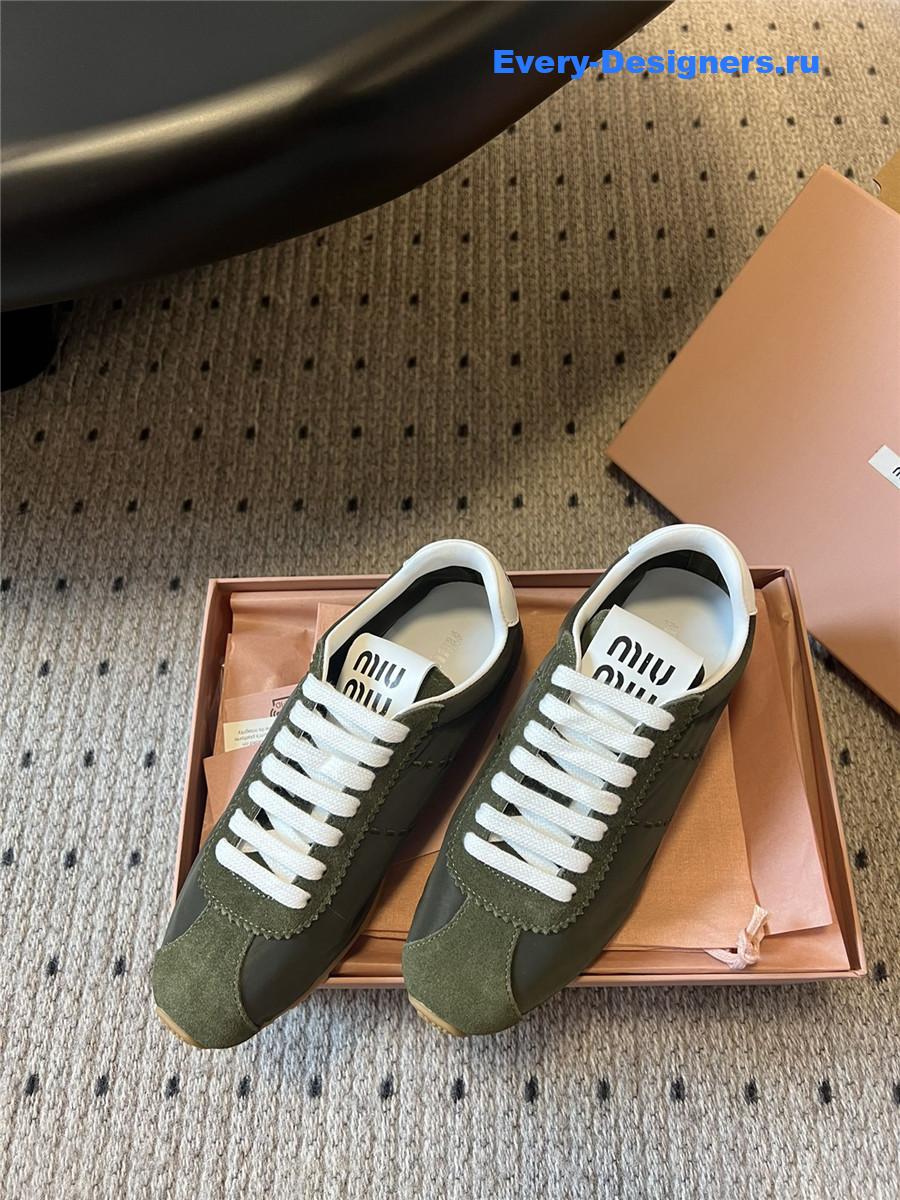 Miu Miu Green Nylon Suede Sneakers
