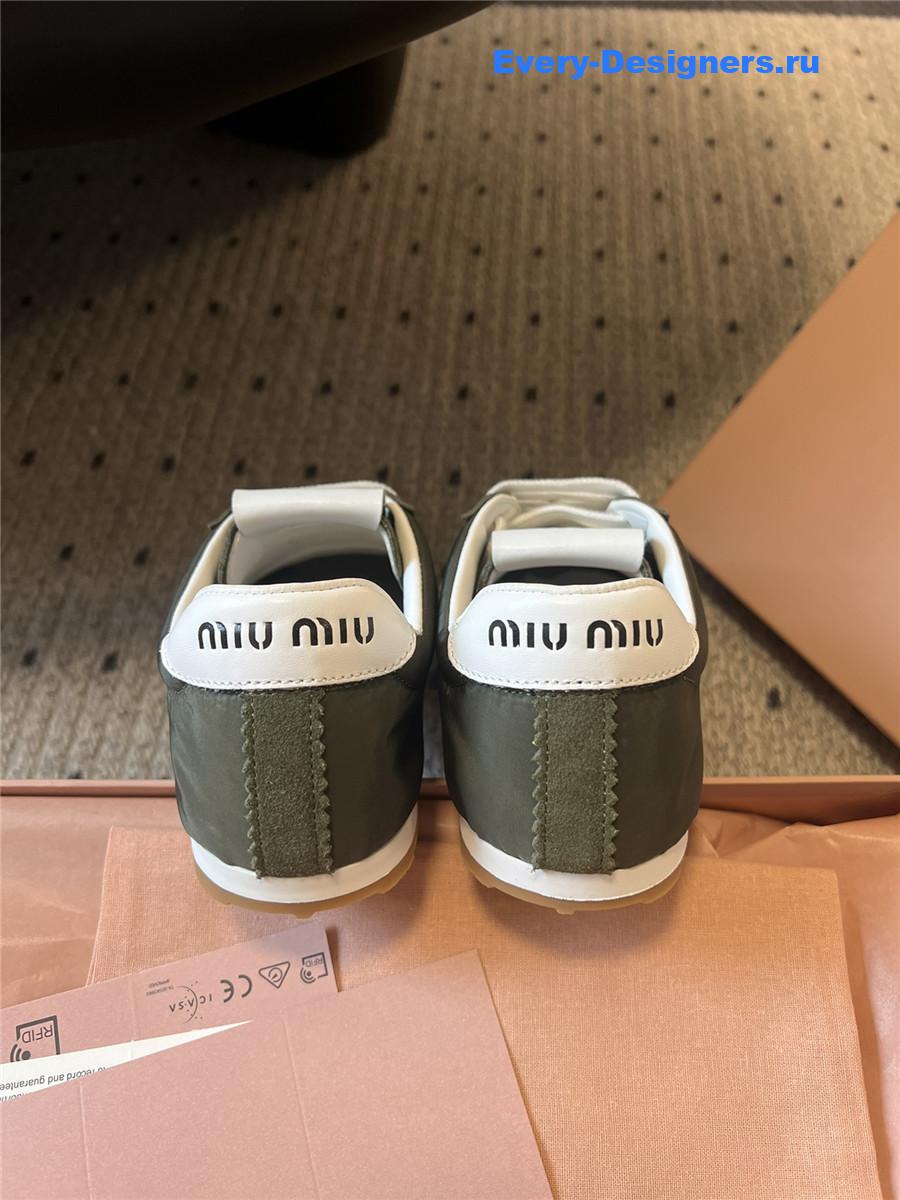 Miu Miu Green Nylon Suede Sneakers