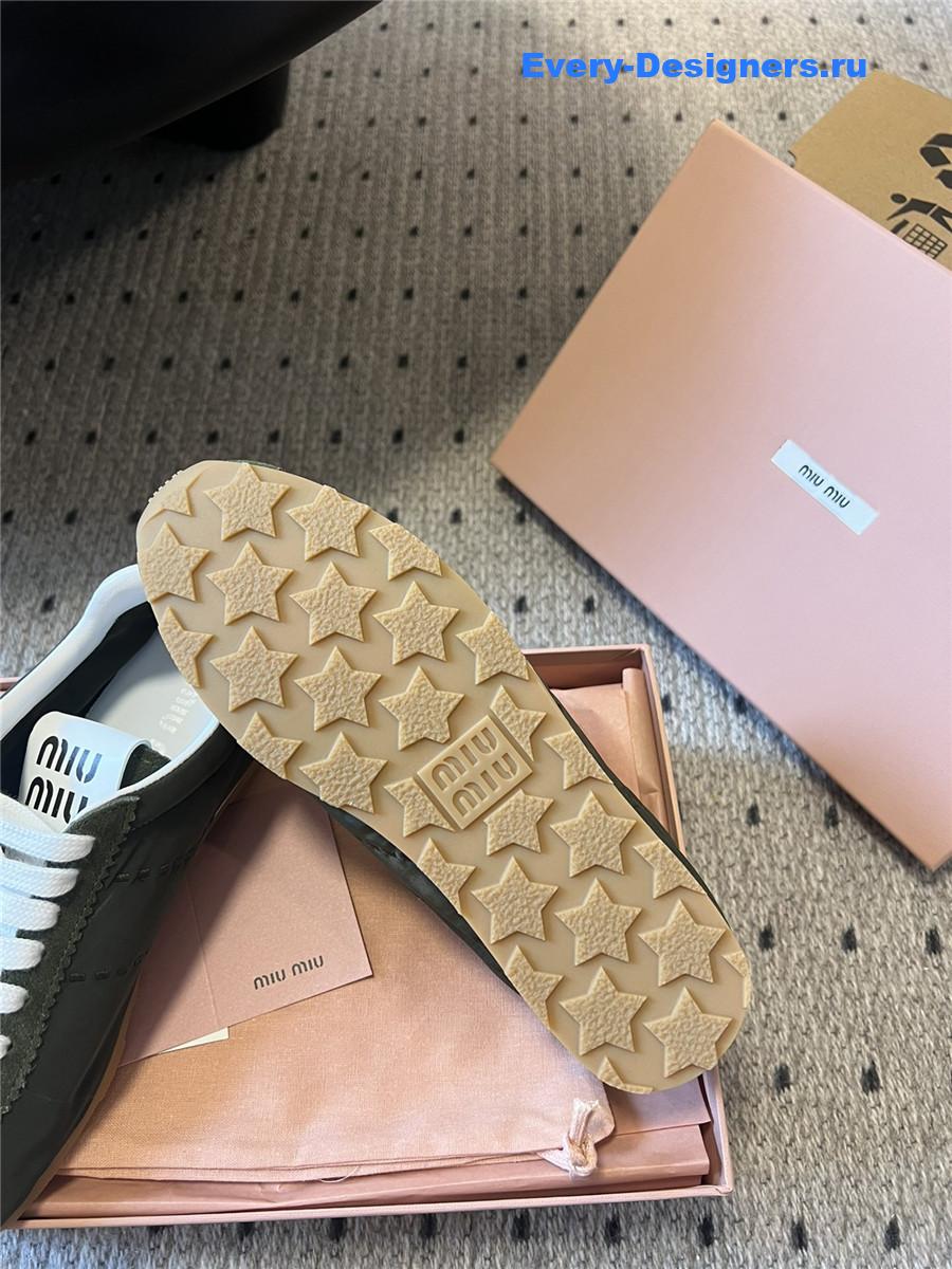 Miu Miu Green Nylon Suede Sneakers