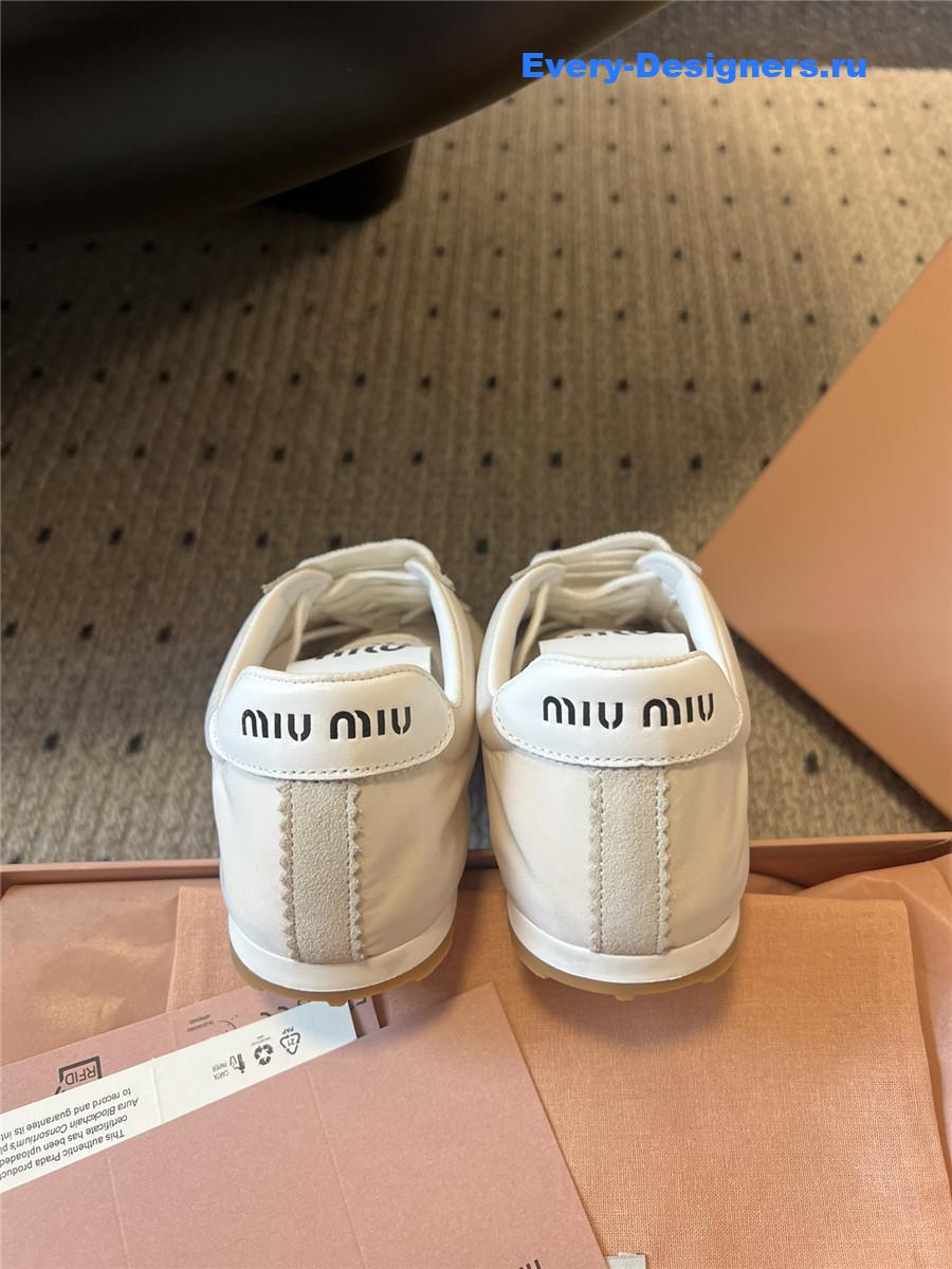 Miu Miu Beige Nylon Suede Sneakers