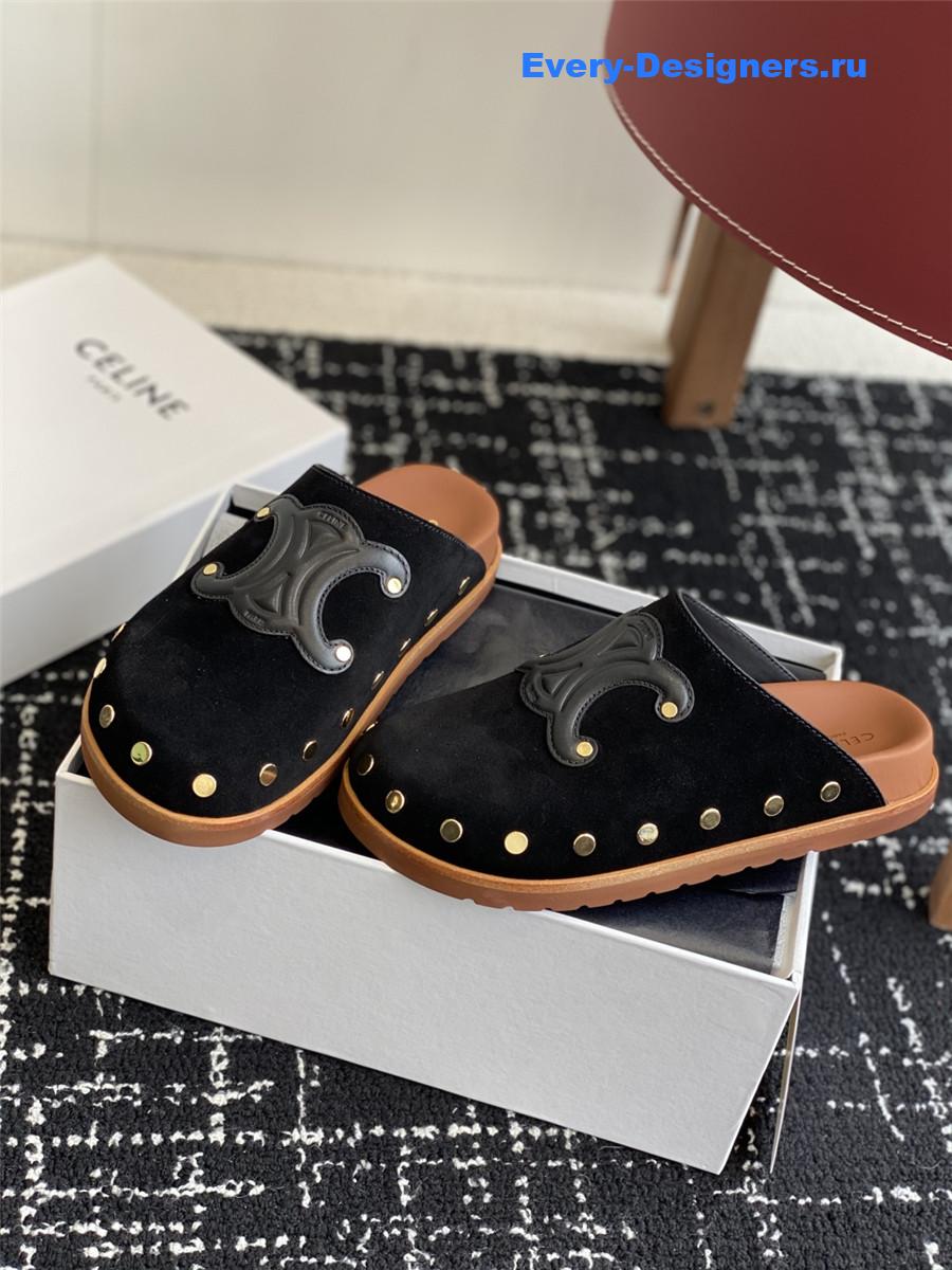 Ce1i*e black suede pitea clogs
