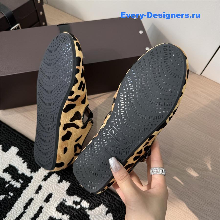 Alaïa Leopard Criss-Cross Flats
