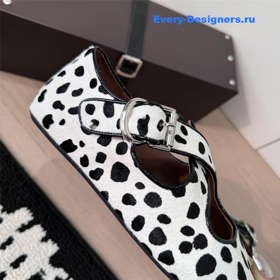 Alaïa White Leopard Flats