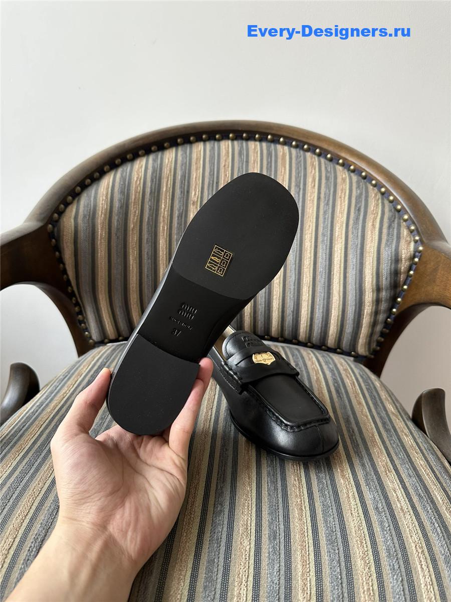 Miu Miu Black Leather Penny Loafers