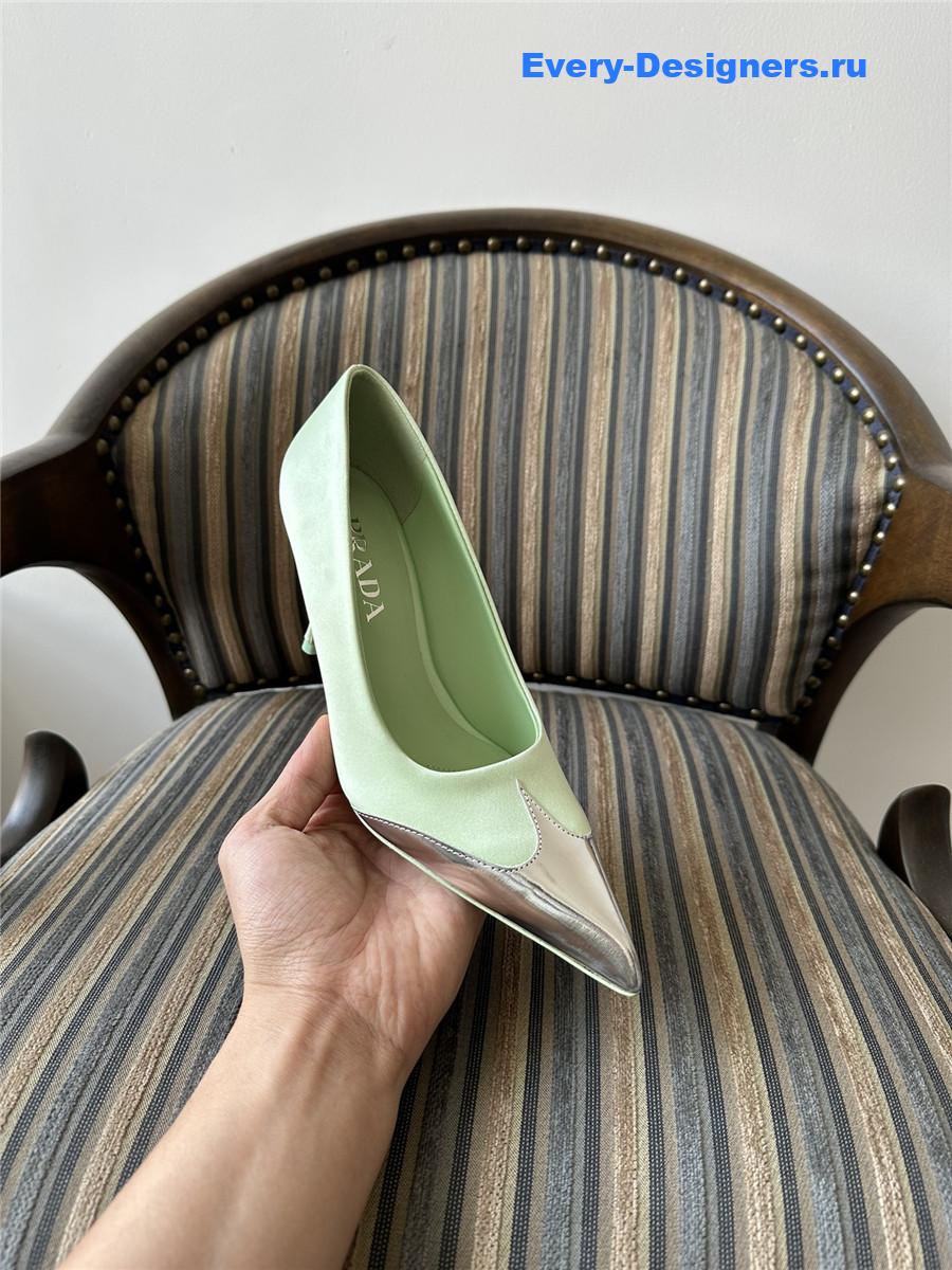 Pra*a green pointed toe pumps