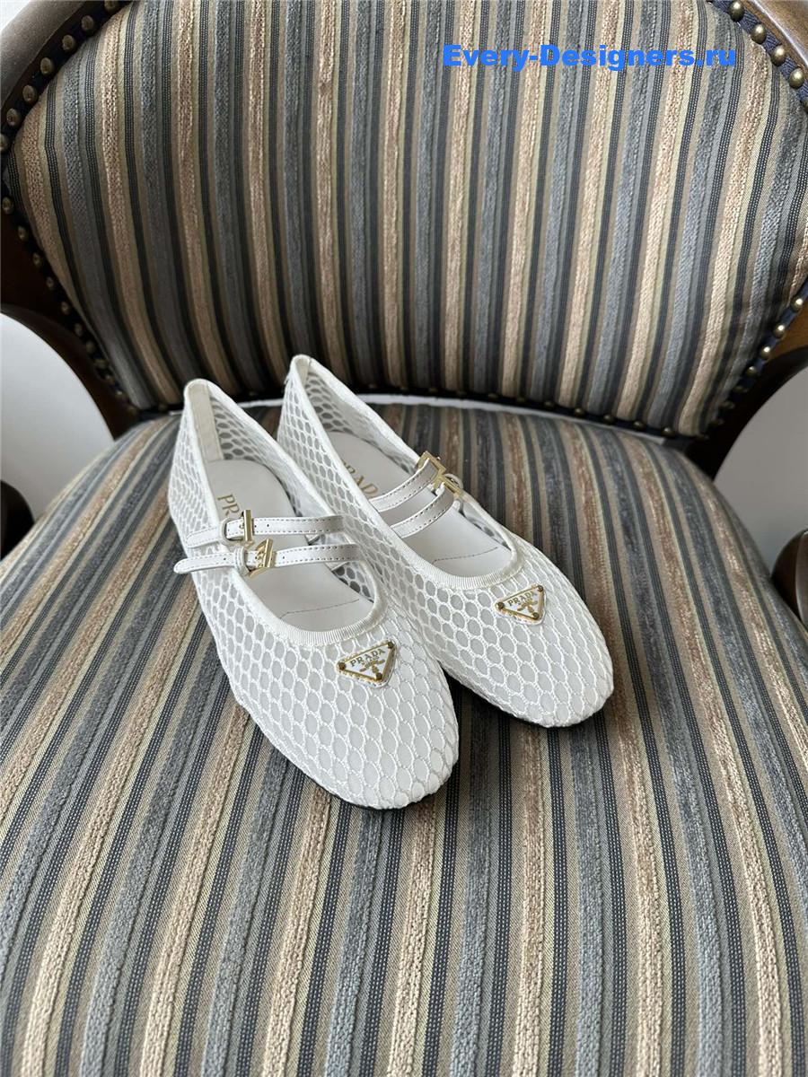 Pra*a ballerine mesh mary jane flat in white