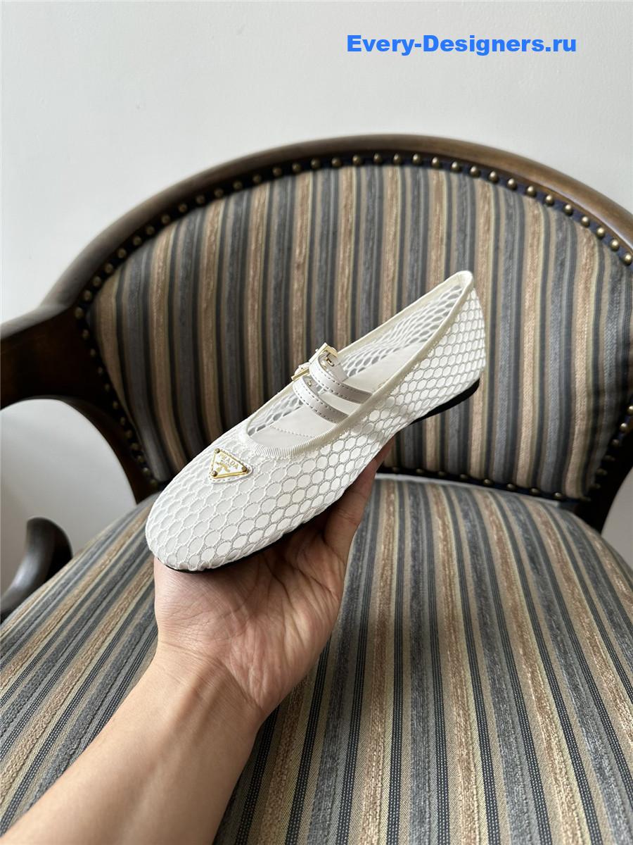 Pra*a ballerine mesh mary jane flat in white