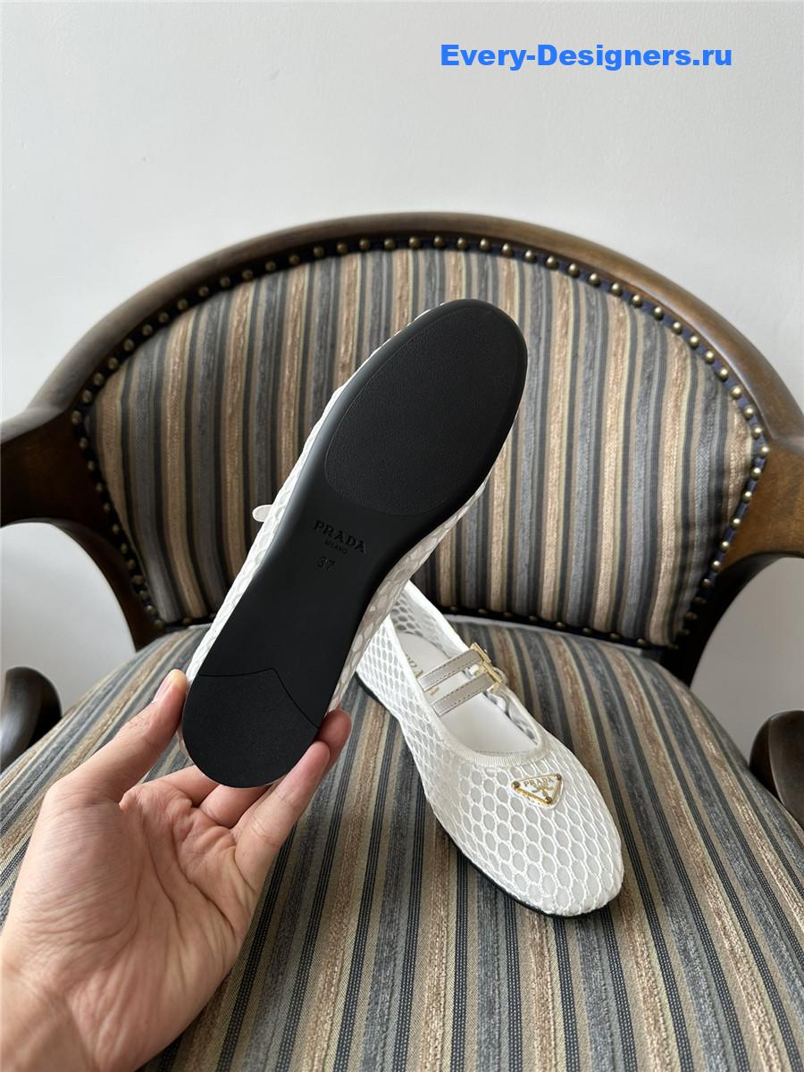 Pra*a ballerine mesh mary jane flat in white