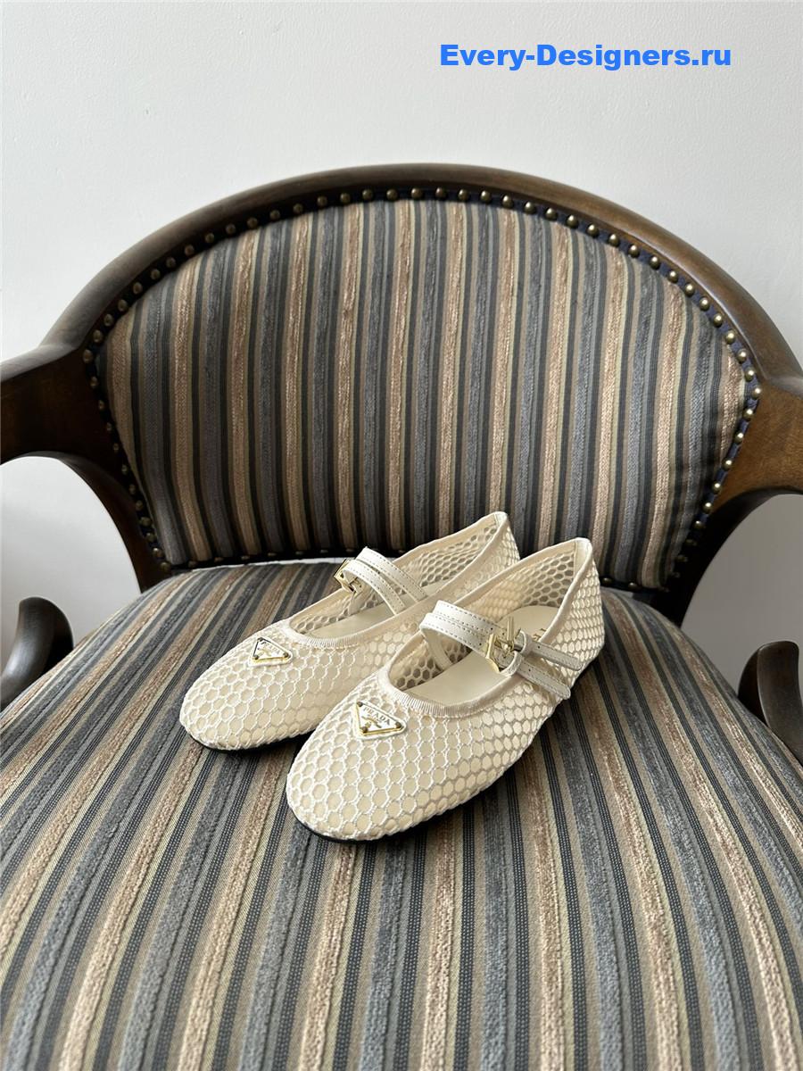 Pra*a ballerine mesh mary jane flat in beige