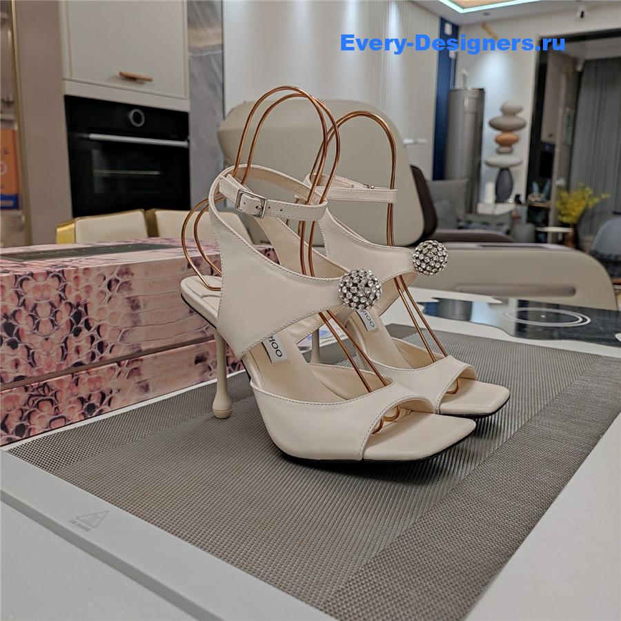 J1m*y Ch00 orb 95 beige velvet sandals