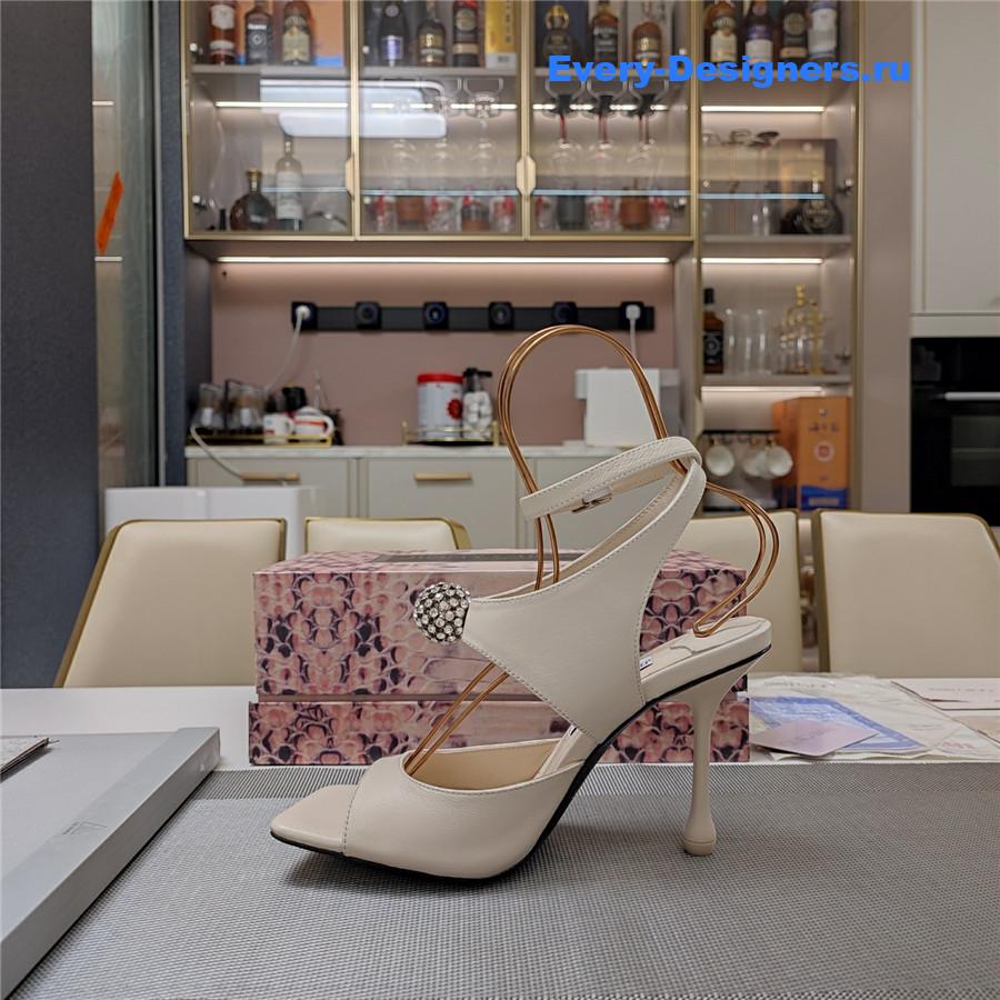 J1m*y Ch00 orb 95 beige velvet sandals