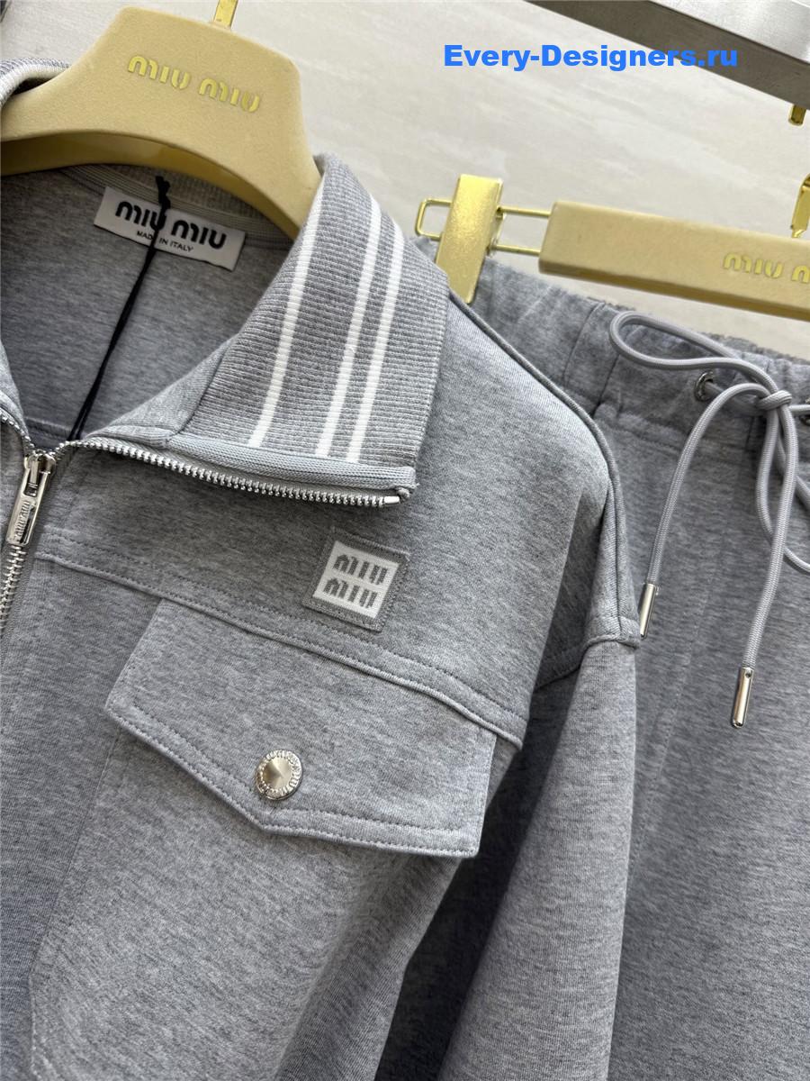 Miu Miu Grey Baseball Jacket Suit