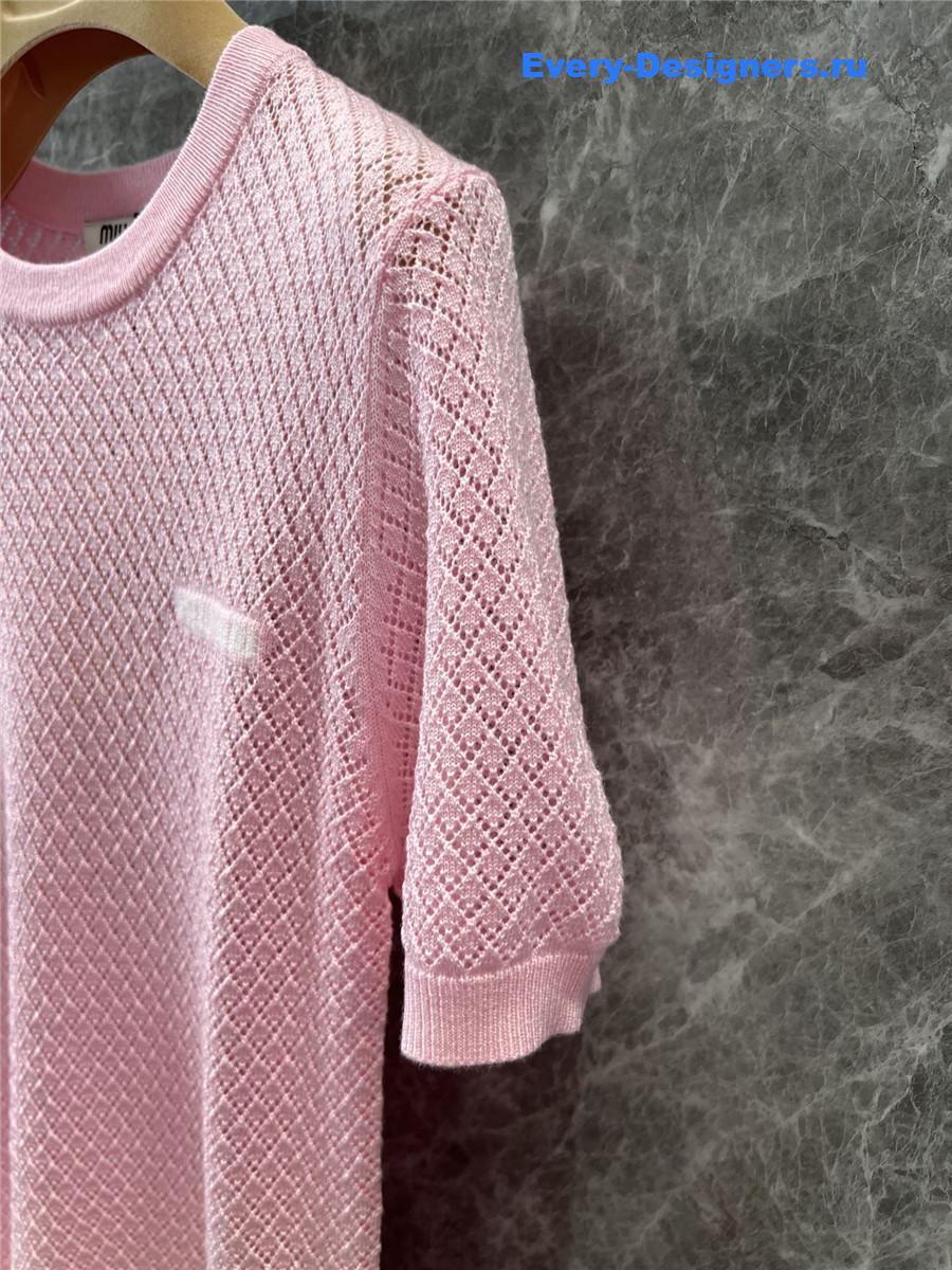 Miu Miu Pink Hollow Knit Top