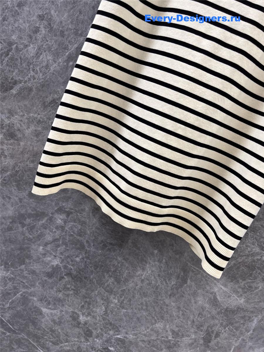 Ch**el logo embroidered striped knitted vest dress