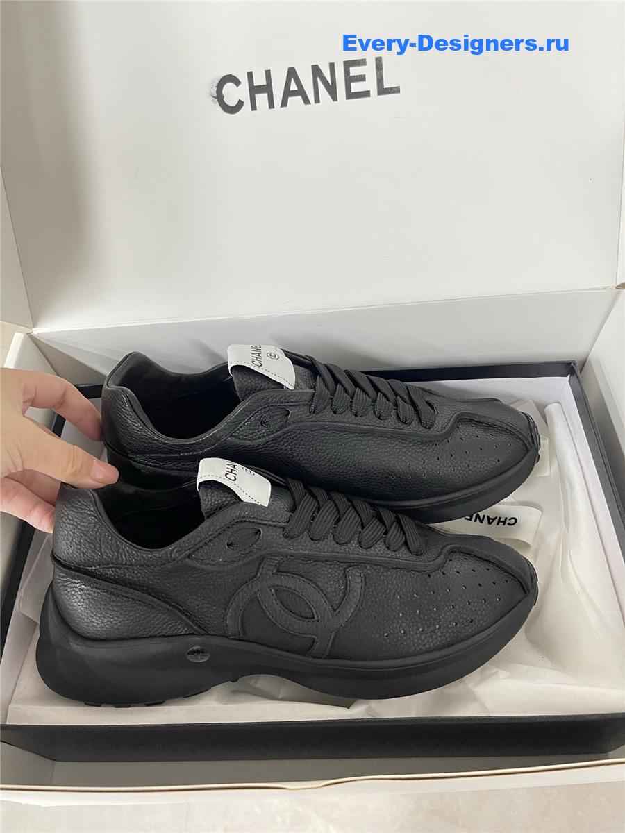 Ch**el black lambskin cc sneakers