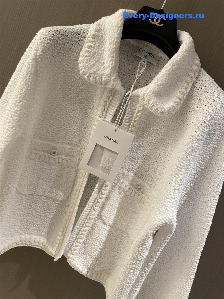 Ch**el white cc logo cardigan