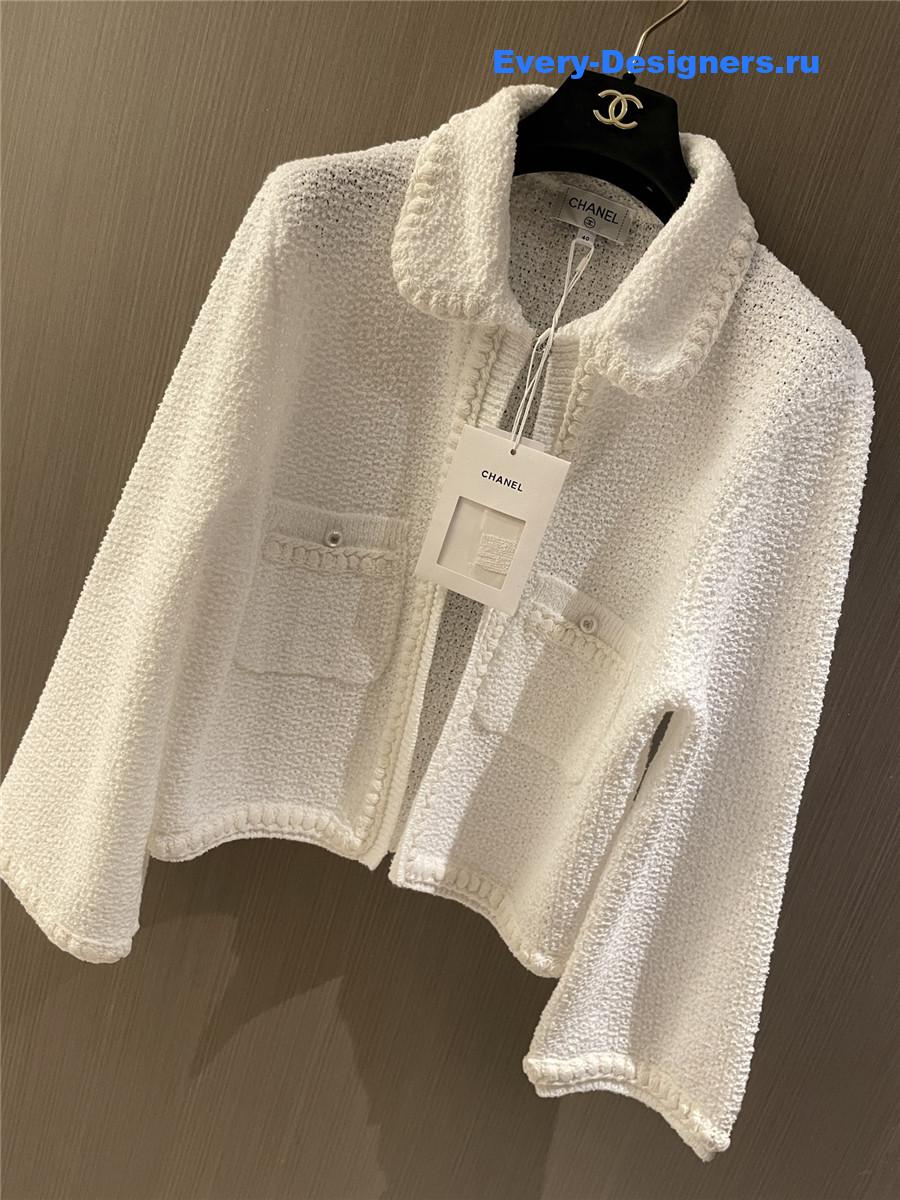 Ch**el white cc logo cardigan