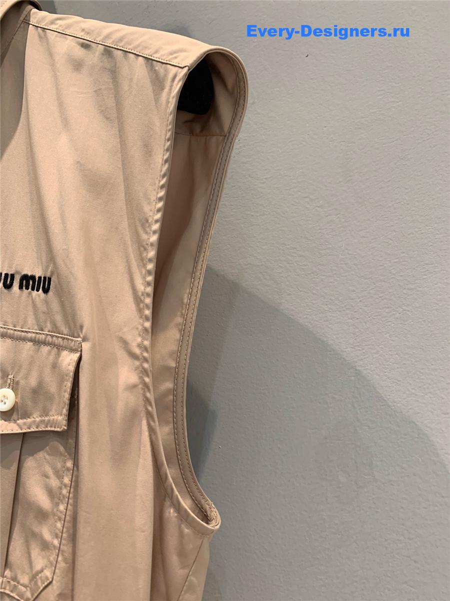 Miu Miu Brown Bow Tie Shirt