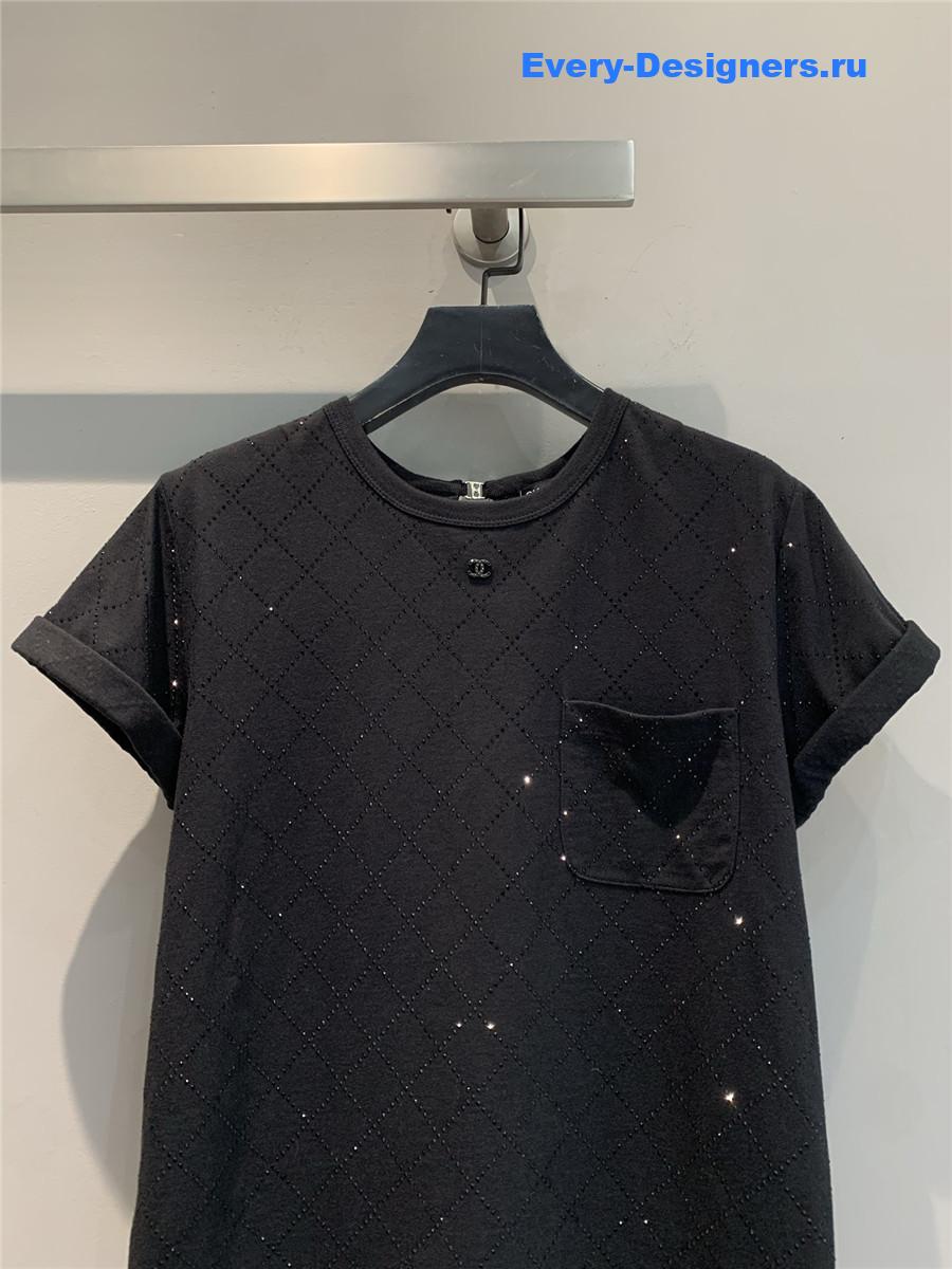 Ch**el rhinestone cotton tee