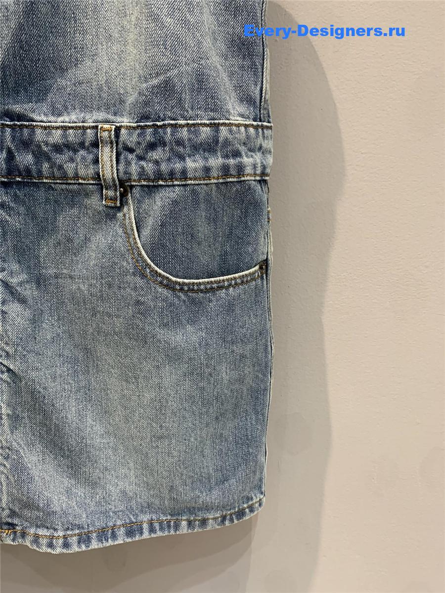 Miu Miu Blue Denim Suspenders Dress